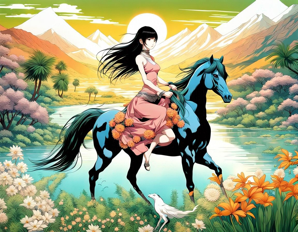 Manga on Horse