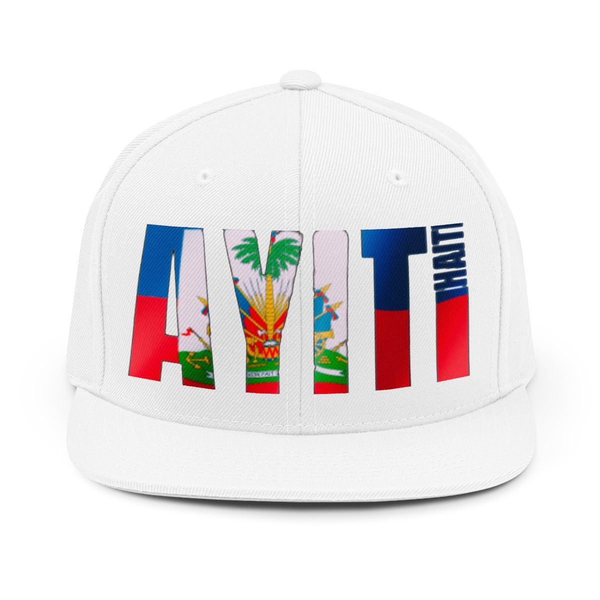Haiti Snapback Hat — Bold Haiti Flag Lettering Embroidered Cap